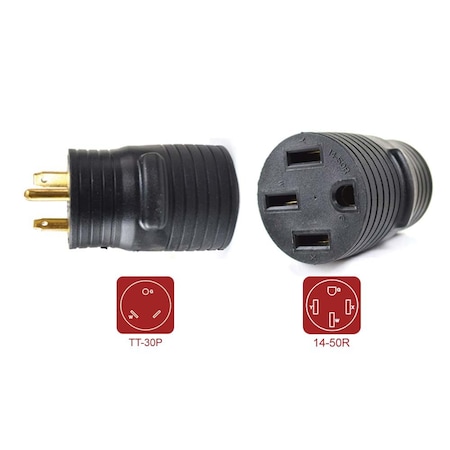 Superior Electric Plug Adapter, 14-50R, TT-30P, Black RVA1587